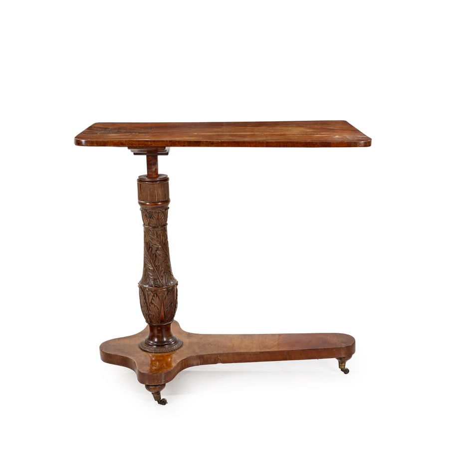 TAVOLO DI SERVIZIO IN LEGNO E PIUMA DI MOGANO, XIX (1 of 2)