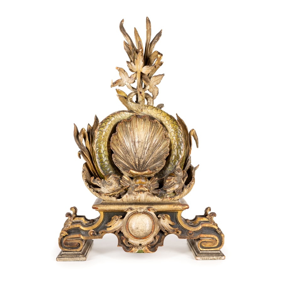 ELEMENTO DECORATIVO IN LEGNO SCOLPITO E LACCATO, FINE (1 of 2)