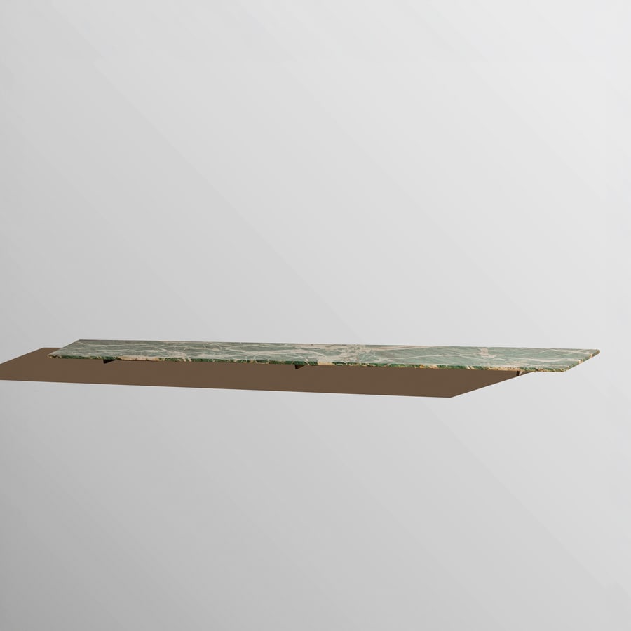 OSVALDO BORSANI (ATTRIB. A): Mensola. Quarzite, ottone. Italia anni '40. cm 7x182x25 A SHELF ATTRIBUTED TO O. BORSANI Buone condizioni. Righe, graffi segni d'usura, ossidazione, piccole mancanze.Le staffe originali prevedono di