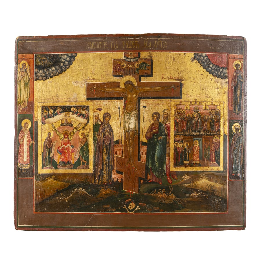 ICONA RUSSA RAFFIGURANTE LA CROCIFISSIONE, XIX SECOLO (1 of 1)