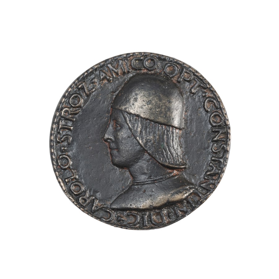 MEDAGLIE ITALIANE. CARLO DI TOMMASO STROZZI (1587-1670): Opus anonimo. Fusione in bronzo 28,5 gr. 37 mm. D: Busto a sinistra. Intorno CAROLO. STROZZI. AMICO. OPT. CONSTANTIN. DIC R: Una mano scende dall'alto reggendo un libro chiuso. Intorno NITOR VT APERIA