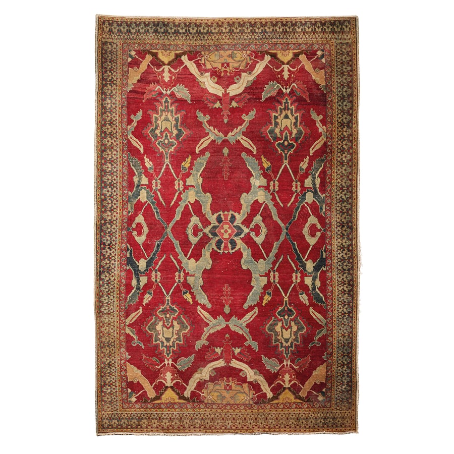 TAPPETO INDIANO, AREA DI AGRA, CIRCA 1920: Usure, colore sbavato, mancanze perimetrali, molto sporco. Cm 248x161 INDIAN RUG, AGRA, CIRCA 1920; WORN, RUNNING COLOUR, LOSSES, VERY DIRTY Usure, colore sbavato, mancanze perimetrali, molto sporco W