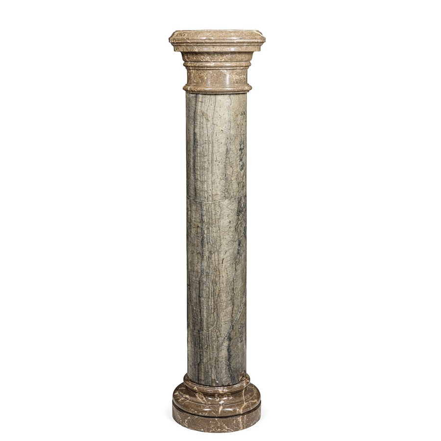 COPPIA DI COLONNE REGGIBUSTO IN MARMO GRIGIO VENATO, (1 of 2)
