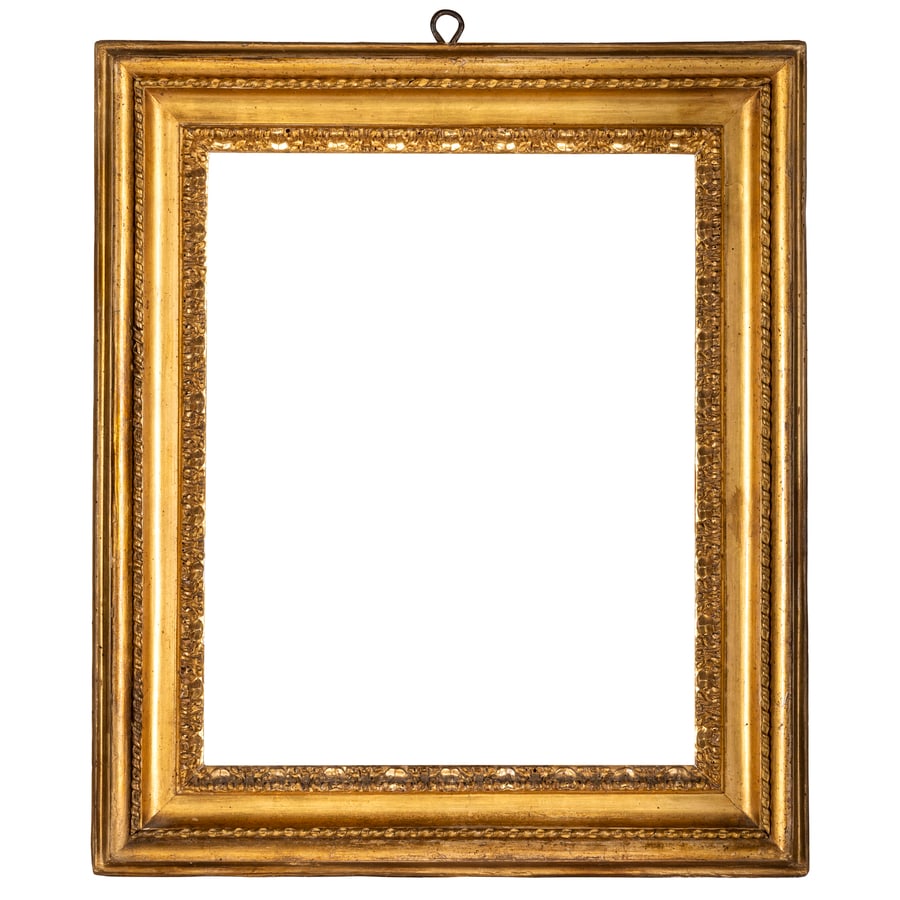 CORNICE BAROCCA IN LEGNO INTAGLIATO E DORATO, XVIII: SECOLO i profili a palmette continue; minori difetti, restauri, ritocchi nella doratura, poche tracce di tarlo Cm 58,5X49,5 Luce, cm 42,5X33,5 Battuta, cm 44,5X35,5 A BAROQUE CARVED AND GILDED WOOD FR