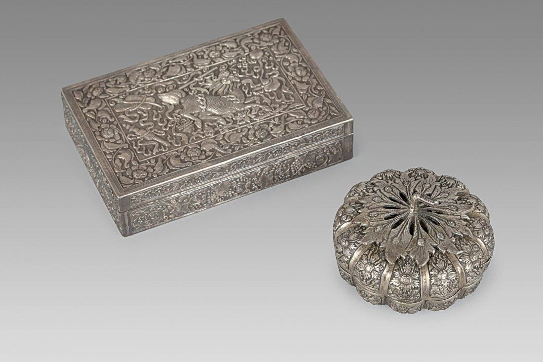 TWO SILVER BOXES AND COVERS, CHINA, 19TH CENTURY (2) (1 of 1)