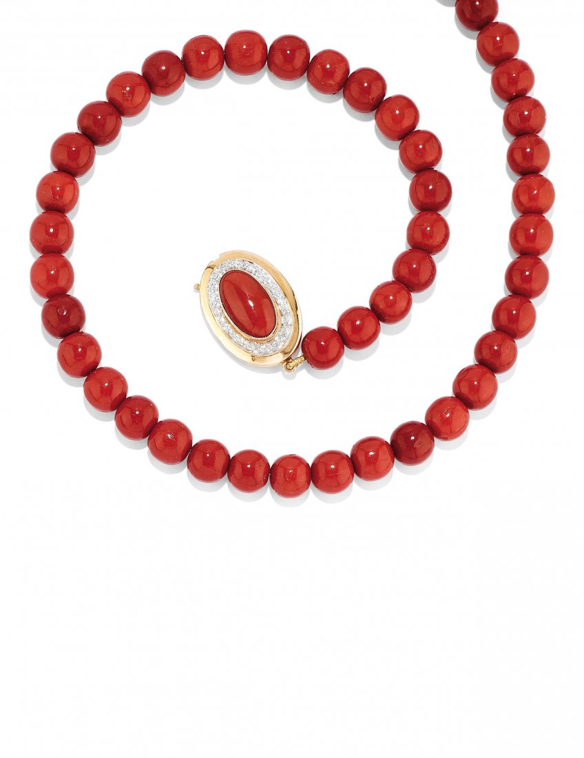COLLANA IN ORO, CORALLO E DIAMANTI (1 of 1)