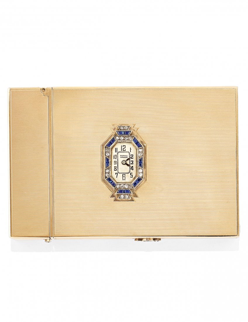 PORTASIGARETTE IN ORO, ZAFFIRI E DIAMANTI, DUNHILL, (1 of 1)