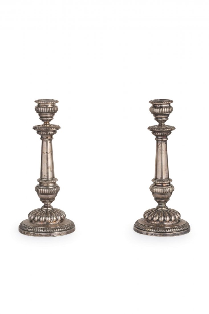 COPPIA DI CANDELIERI IN ARGENTO, TORINO, XIX SECOLO (1 of 1)
