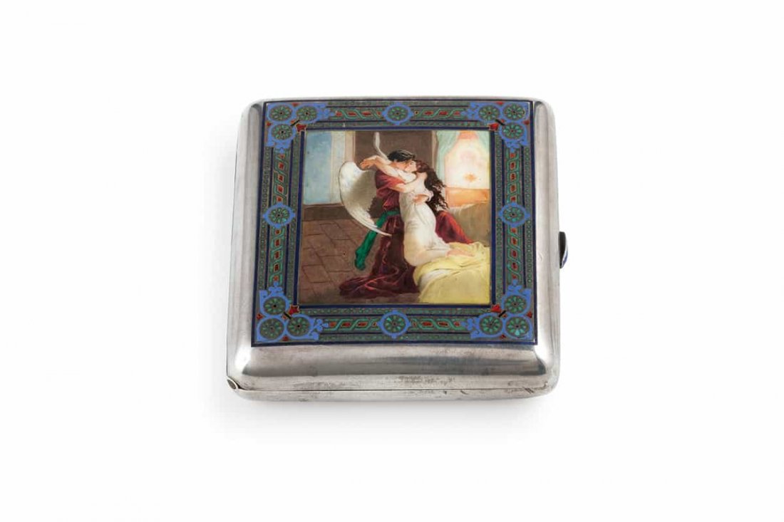 PORTASIGARETTE IN ARGENTO E SMALTI CHAMPLEVE', MOSCA, (1 of 1)