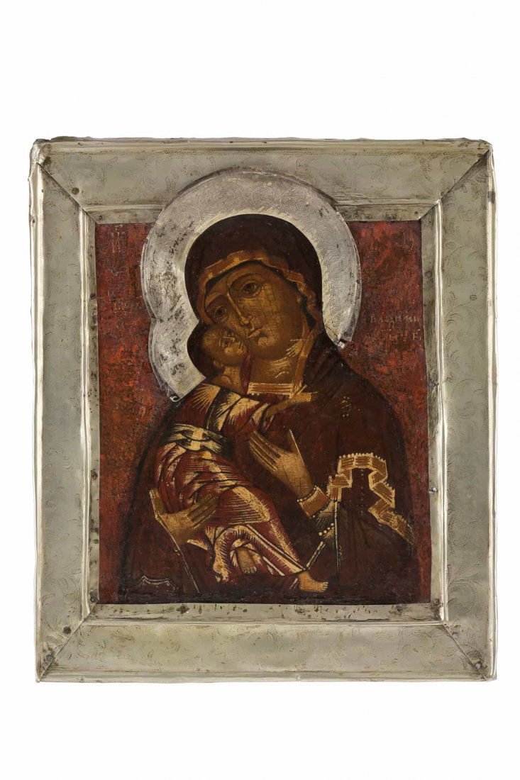 ICONA RAFFIGURANTE LA VERGINE DI VLADIMIR CON BASMA IN (1 of 1)