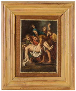 VINCENZO CAMUCCINI (attr. a): (Roma, 1771 - 1844) Deposizione Olio su tela, cm 21,5X15