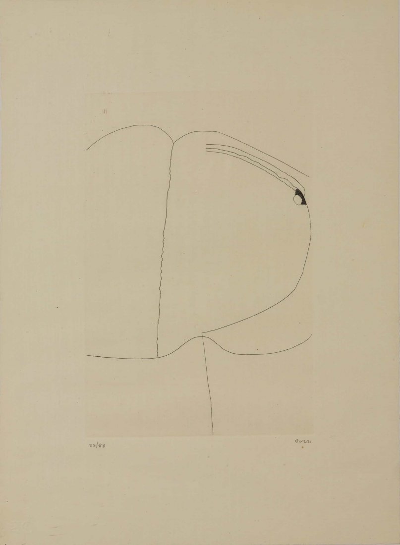 ALBERTO BURRI: Citta' Di Castello (Pg) 1915 - Nizza 1995 Senza titolo Stampa litografica, cm 33 x 24,5 Esemplare 22/50 Firmata in basso a destra Timbro a secco 2RC