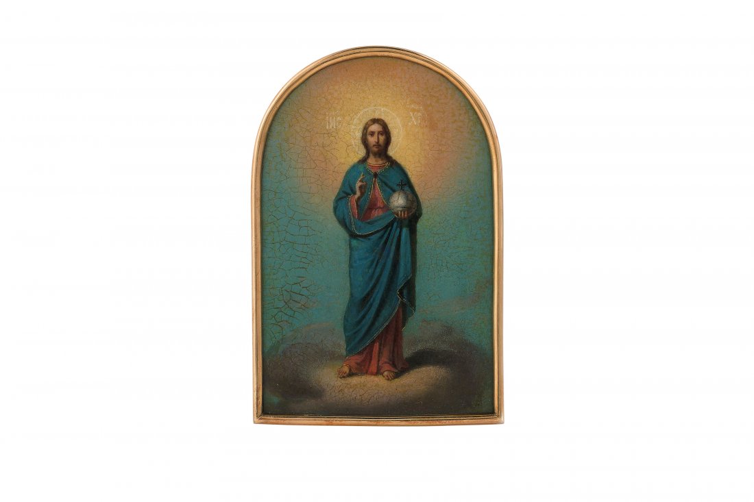 ICONA RAFFIGURANTE CRISTO CON BASMA IN ARGENTO DORATO, (1 of 1)