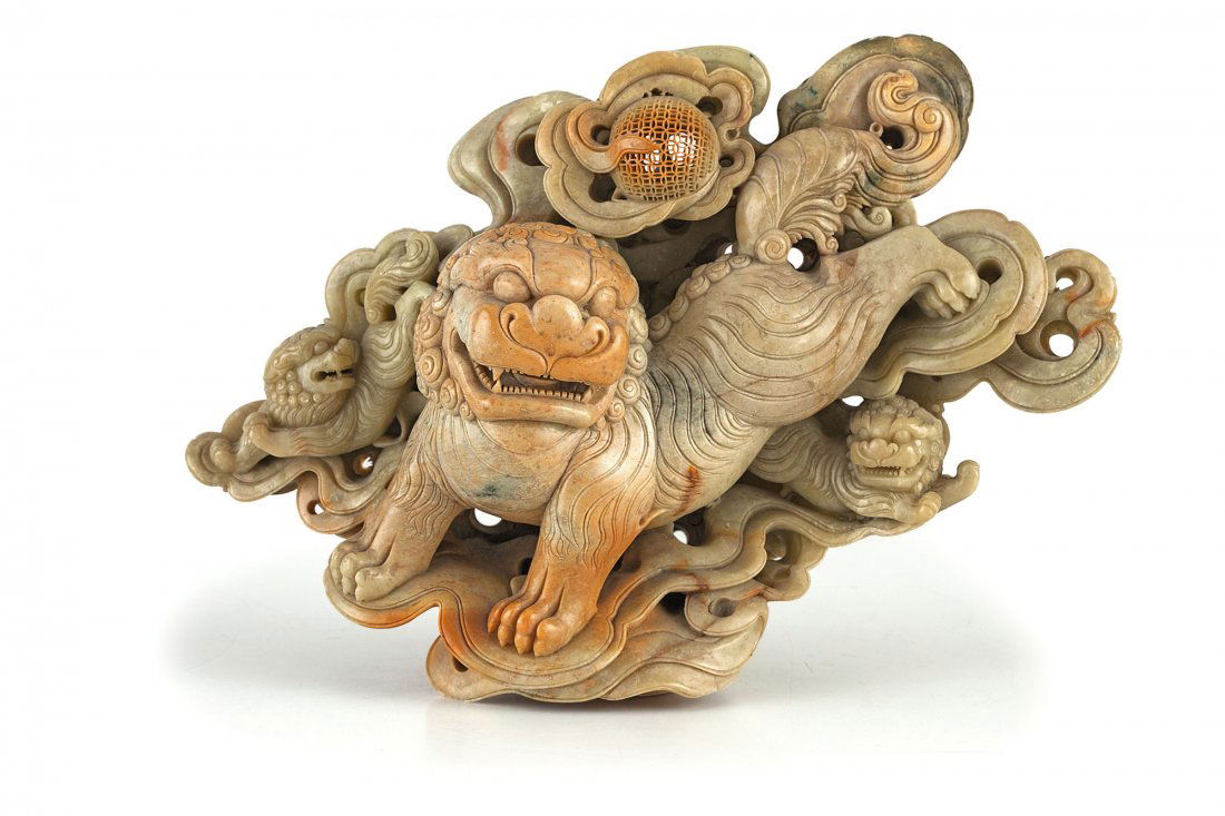 FIGURA DI CANE DI FO IN PIETRA SAPONARIA, CINA, (1 of 1)