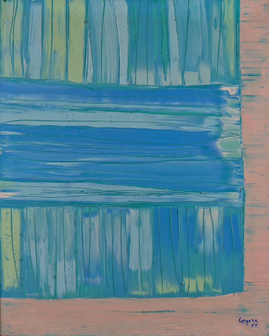 ANTONIO CORPORA: Tunisi 1909 - Roma 2004 Senza titolo, 1967 Olio su tela, cm 100 x 81 Firmato e datato in basso a destra Autentica su fotografia dell' Archivio Antonio Corpora