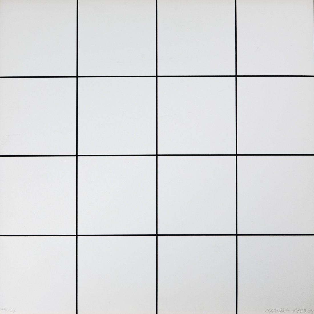 FRANCOIS MORELLET: Cholet 1926 Trames, 1953/1975 Serigrafia su carta, cm 69 x 68,5 Firmato e datato in basso a destra, numerato in basso a sinistra Edizioni Plura, esemplare 74/90