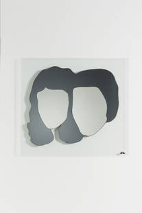 MARCO LODOLA: A WALL MIRROR BY M. LODOLA - Specchio da parete, Studio da Vico anni '70. Legno, cristallo molato, specchiato - Etichetta della manifattura - cm