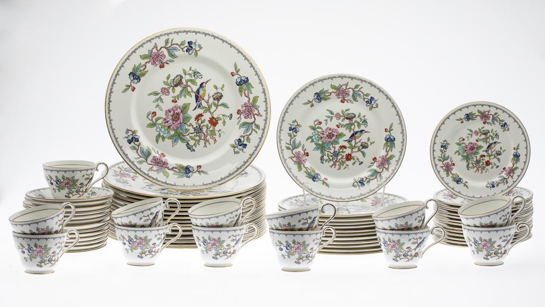 Set of Aynsley Pembroke Pattern Dinnerware, 67 Pcs.: Property from a Private Collection, Hilton Head Island, SC comprising 15 dinner plates, 12 salad plates, 14 butter plates, 13 cups and 13 saucers. Marked 'Pembroke pattern reproduction of an eighteent