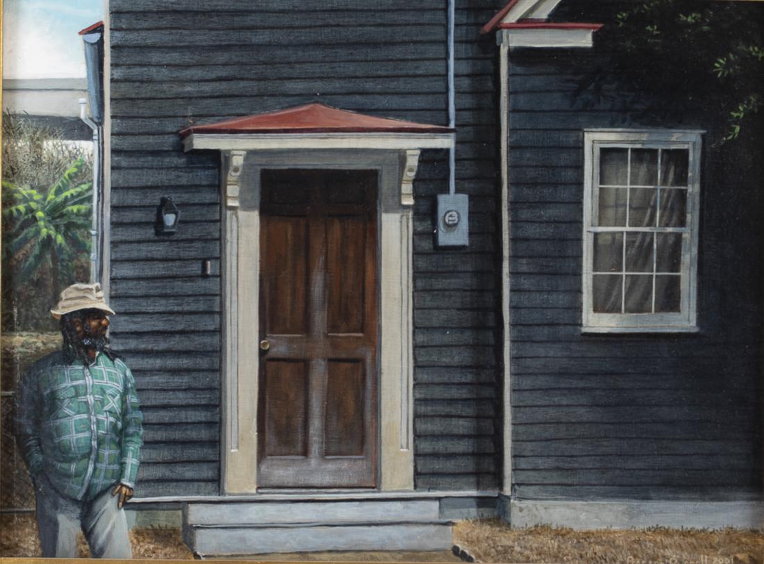 Preston Russell, Home of George Powell, Acrylic: Property of a Private Collection, Savannah, GA (GA, 20th/21st Century), 1876 Home of George Powell on Cooper St, Charleston SC (near corner of America St.), acrylic on board, 2001, signed and dated 20