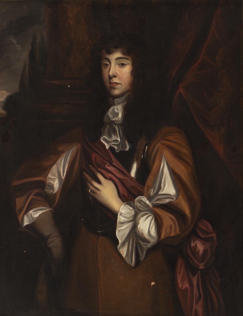 British School, Portrait of a Gentleman, Oil: Property from a Savannah, GA Estate unsigned, 18th/19th Century, oil on canvas, in a giltwood frame: 56 1/4 in. x 46 1/4 in. By sight: H. 42 3/4 in. x W 33 in.