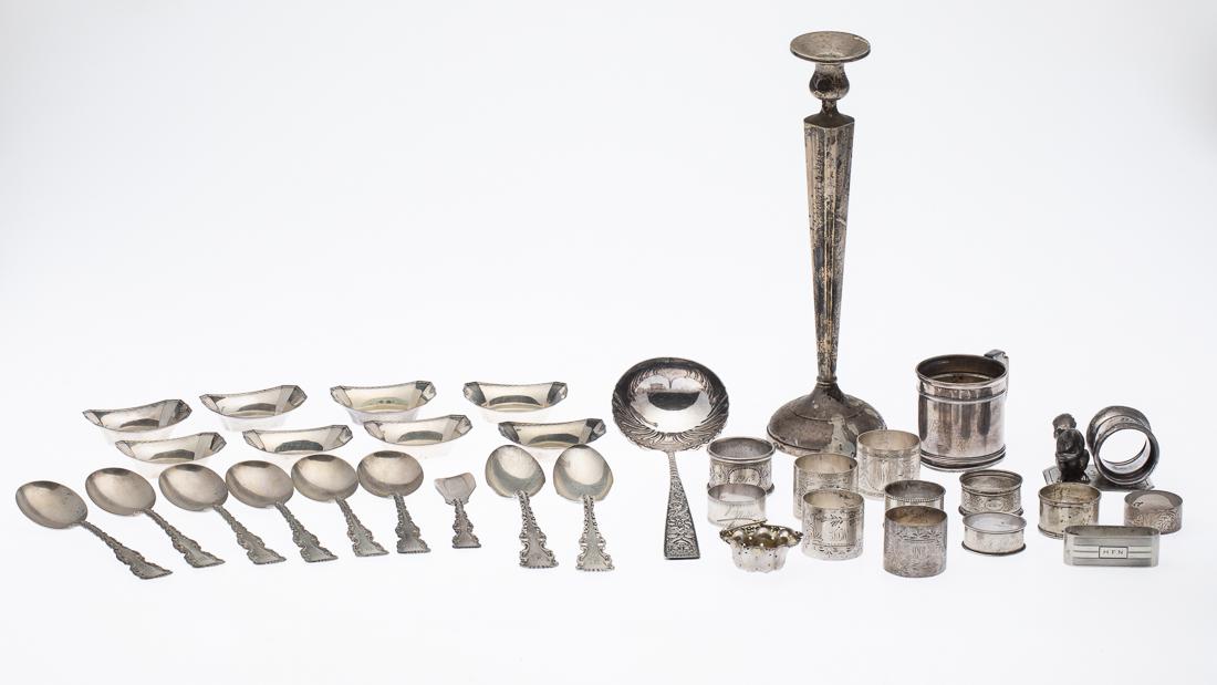 29 Pieces of Sterling Silver and 5 Others: Property from a Private Collection Savannah, GA comprising 6 Galt & Bro. large soup spoons engraved "M", 2 Galt & Bro. serving spoons engraved "B", 1 Hansel Sloan & Co. jelly trowel, 8 Whiting & Co. b