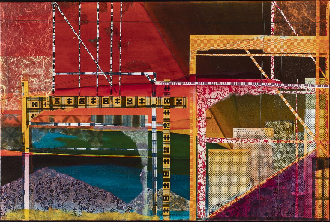 Akeda Lowe, Hinokoge Onsen Station, Mixed Media: Property of a Private Collector signed and titled on the back, floating in a gilt frame. Frame size: 25 3/4 in. x 37 1/2 in. Size of canvas: H. 24 in. x W. 36 in.