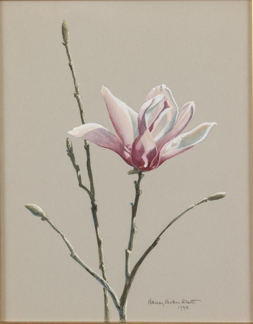 Nancy Ricker Rhett, Flower, Watercolor: Property from a Savannah, GA Estate (SC, 20th/21st C), Flower, Watercolor on Paper, signed bottom right and dated 1998, 19 1/4 in. x 16 7/8 in. By sight: H. 8 1/2 in. x W. 6 3/4 in.