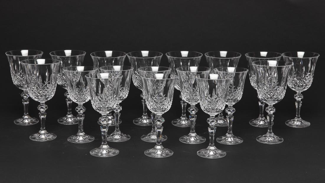 8 Bohemia Crystal Wines and 10 Waters: Property from a Private Collection, Hilton Head Island, SC unmarked, in the Marquis pattern. Size of water glasses: H. 7 1/2 in. x W. 4 3/4 in.