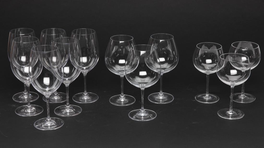 9 Riedel Wine Glasses & 3 Tiffany & Co. Wine Glasses: Property from a Savannah, GA Estate comprising 6 like Riedel wine glasses and 3 other like Riedel wine glasses, and 3 Tiffany & Company wine glasses. Size of tallest: H. 9 in. x W. 2 7/8 in.