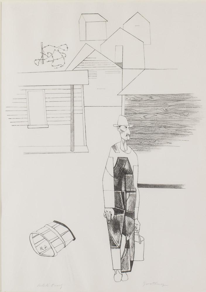 Robert Gwathmey, Sharecropper, Lithograph: Property from a Savannah, GA Collector Robert Gwathmey (NY/VA, 1903-1988), Sharecropper, lithograph, pencil signed and marked Artists Proof, initial signed within the plate, depicting a farmer with bu