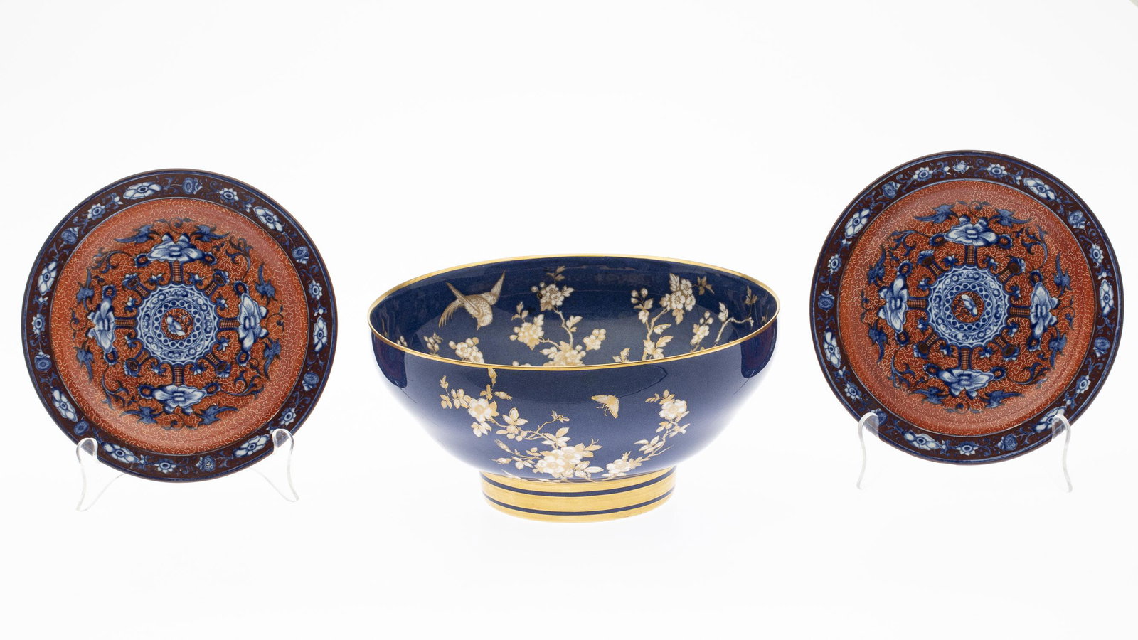 Spode Copeland Bowl & Pair of 19th C English Plates: Spode Copeland Bowl and Pair of 19th Century English Plates, comprising a bowl marked 'Spode Copeland China, England, 271' on bottom, and pair of transferware plates. Diameter of plates: 7 3/4 in. MEA