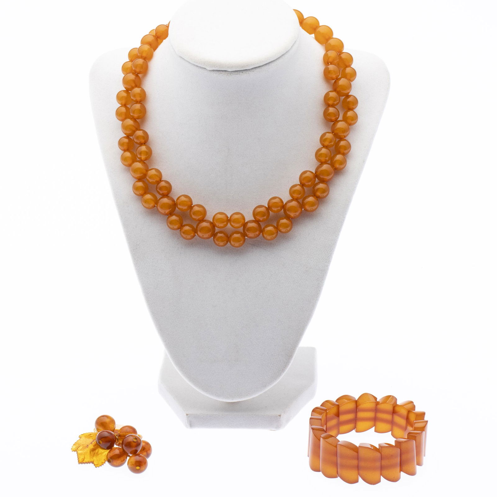 Processed Amber necklace, Bracelet and Pin (1 of 8)