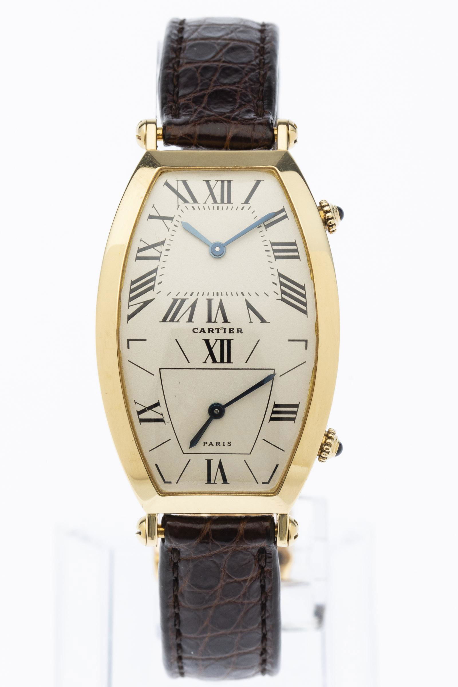 Cartier Tonneau 18K Gold Dual Time Zone Watch (1 of 12)