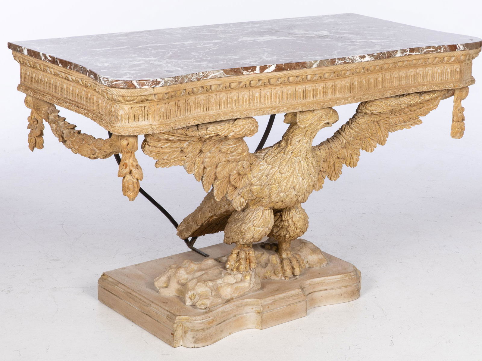 Georgian Style Marble-Top Carved Eagle Console Table (1 of 14)