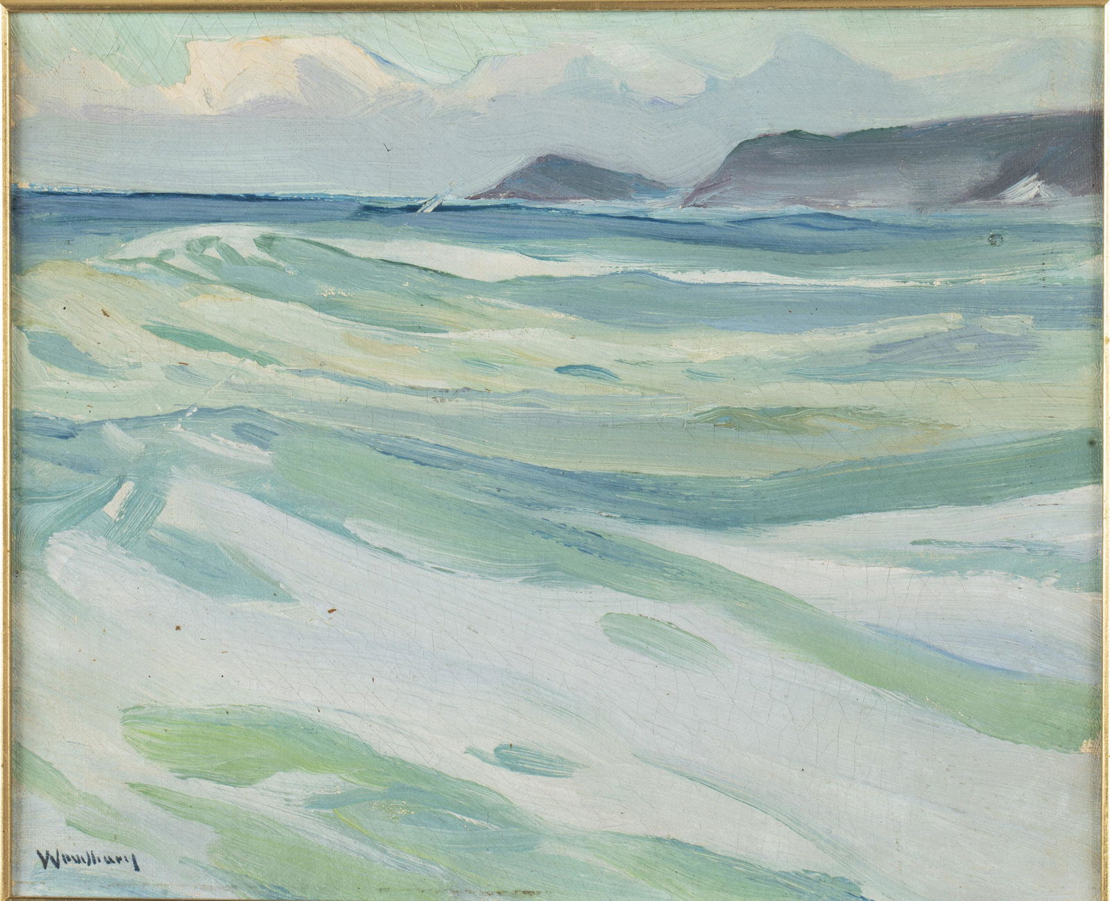 Charles Woodbury, Seascape with Waves, Oil on Board (1 of 12)