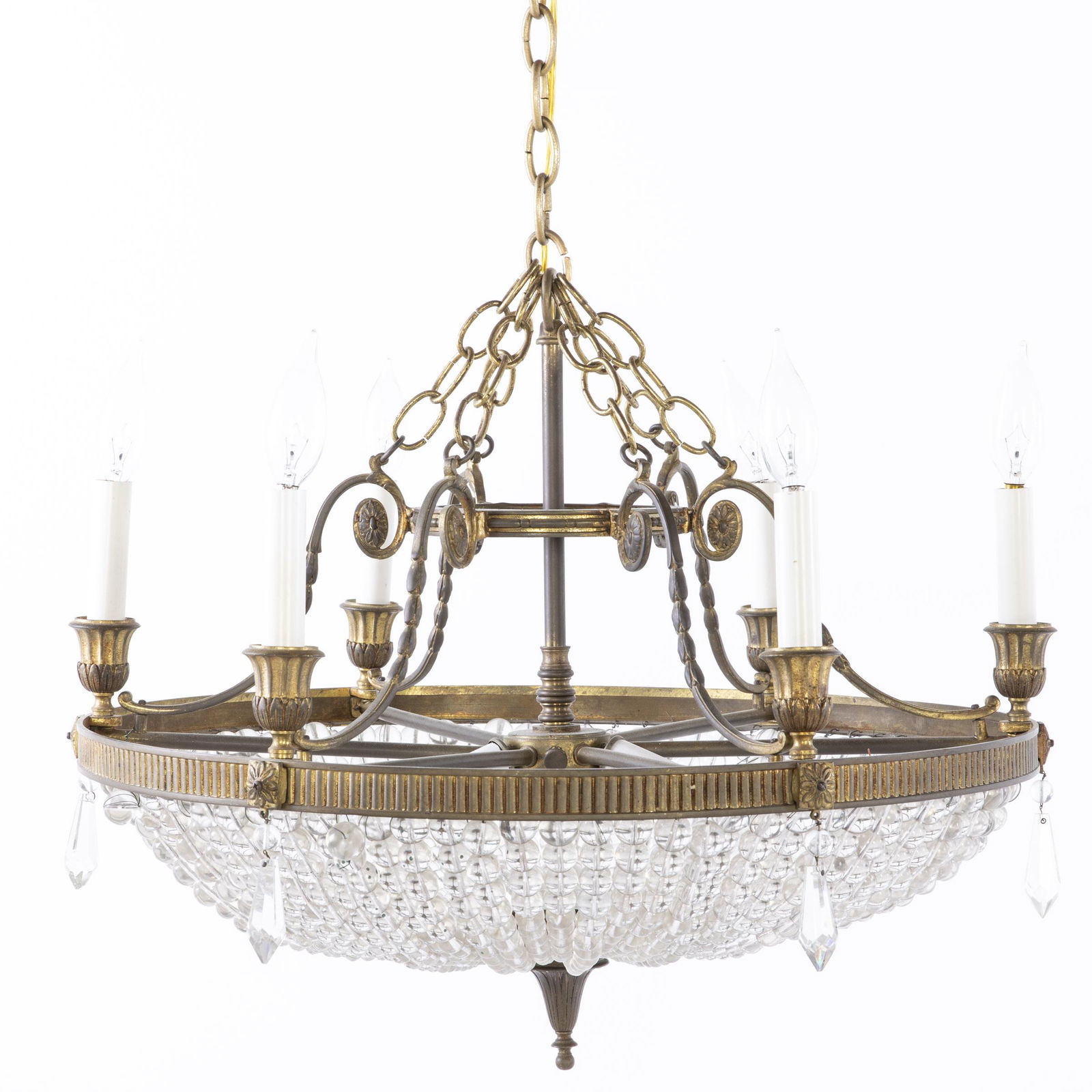 French 6 Light Chandelier, c. 1920 (1 of 6)