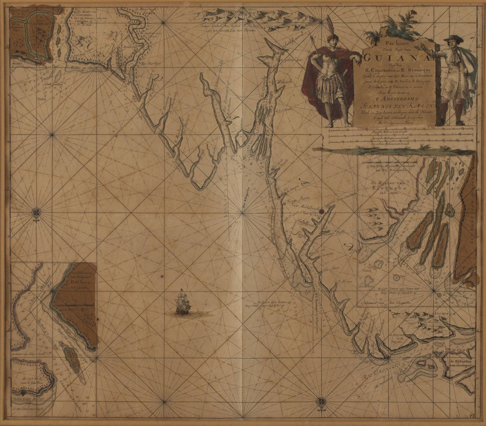 Johannes Van Keulen, Map of Guiana, Late 17th C (1 of 15)