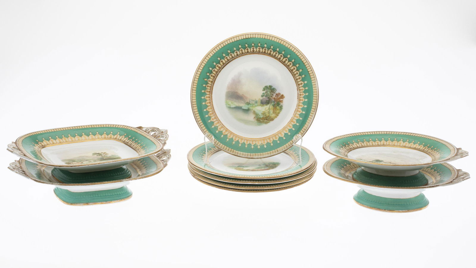 9 Pieces of Painted Porcelain, 19th Century (1 of 17)