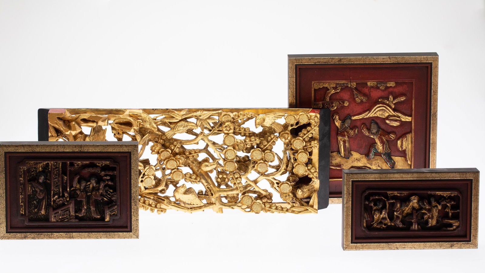 Four Chinese Carved Giltwood Panels (1 of 9)