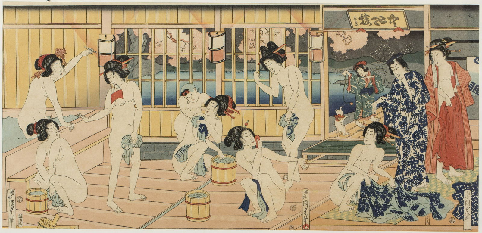 Utagawa Kunisada III, Public Bath, Woodblock Print (1 of 12)