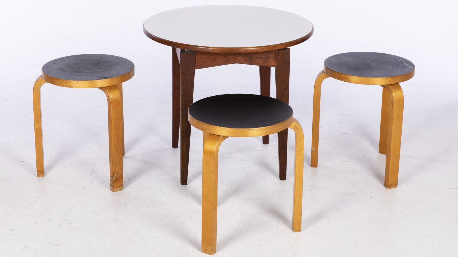 3 Aalvar Alto Design Stools and a Jens Risom Table (1 of 17)