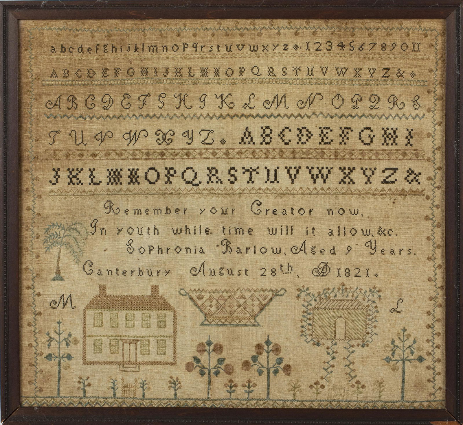 Sophronia Barlow Sampler, 1821 (1 of 12)