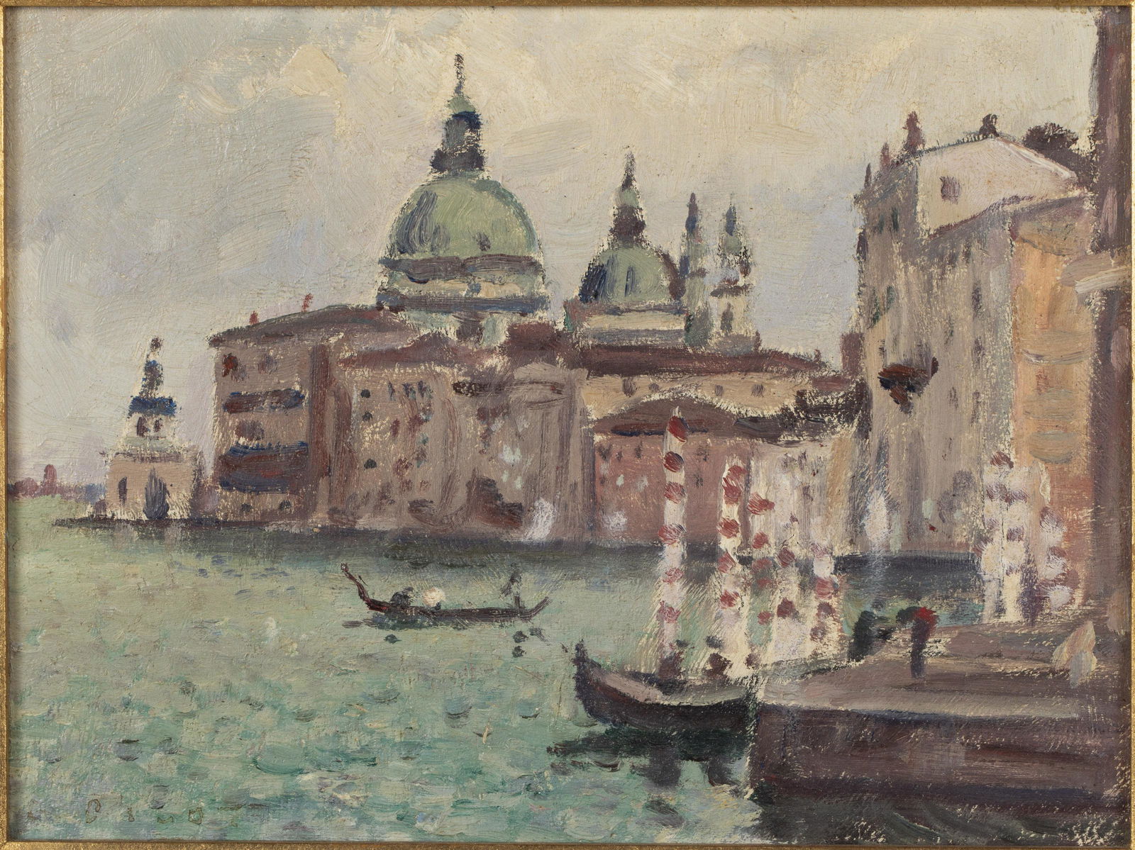Illegibly Signed, Venice, Oil on Board, 1956 (1 of 12)
