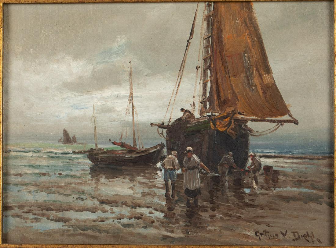 Arthur Vidal Diehl, Dutch Fishing Boats, O/C (1 of 15)