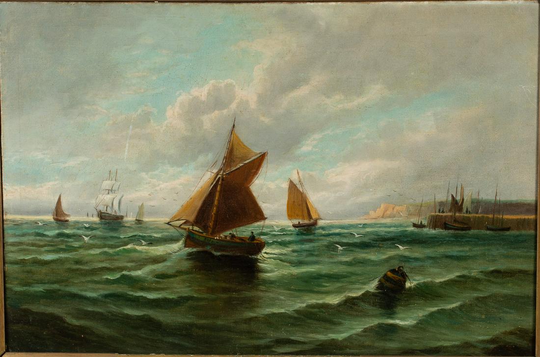 English School, Sailing Ships, Oil on Canvas, 19th C (1 of 14)