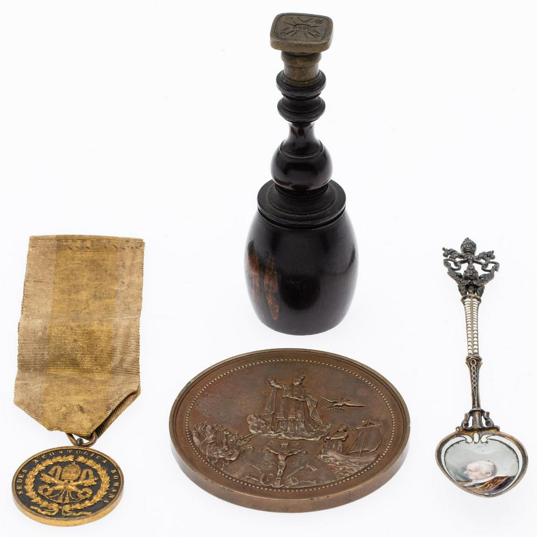 Two Medals, a Seal & Spoon Relating to Pope Pius IX (1 of 9)