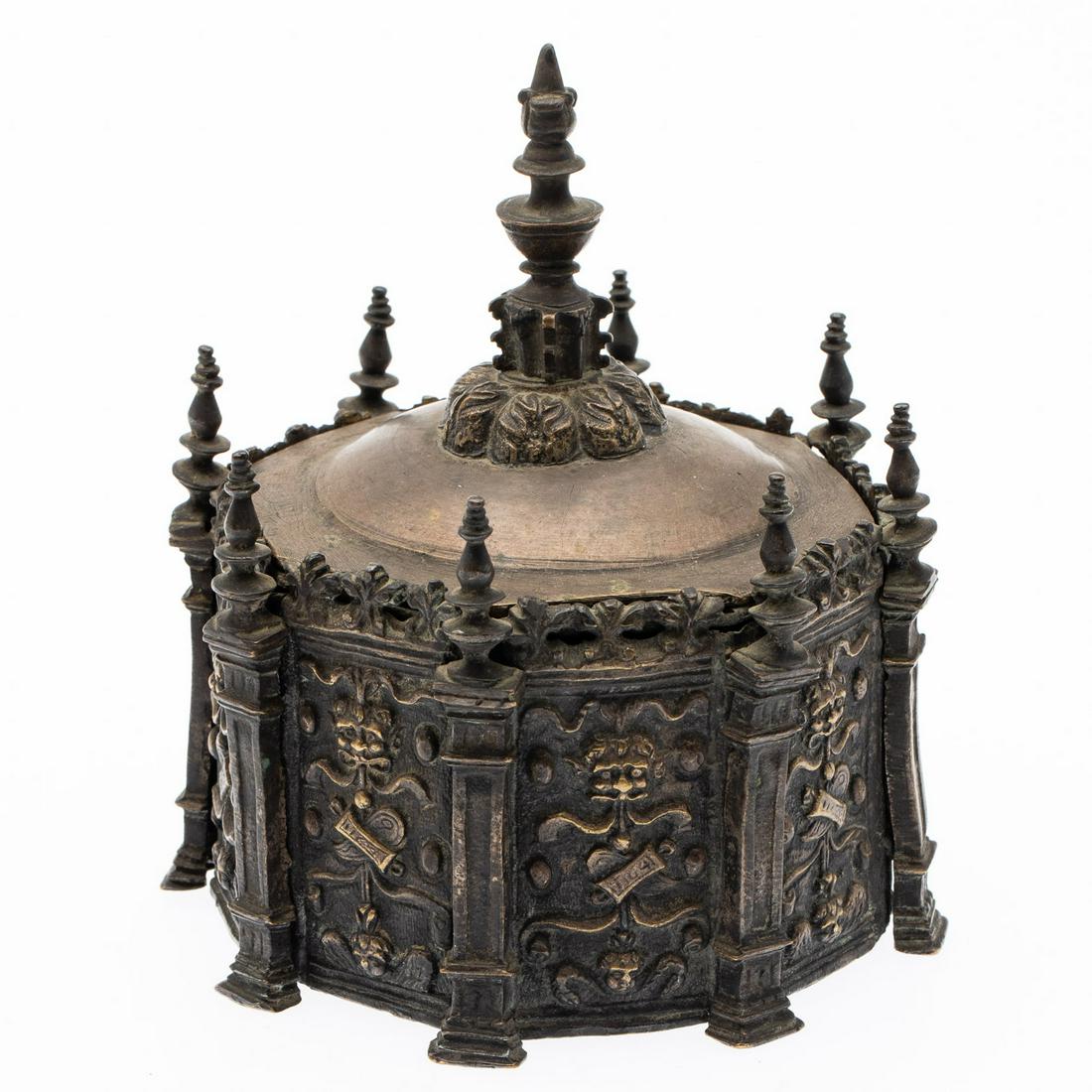 Early Continental Octagonal Lidded Metal Box (1 of 9)