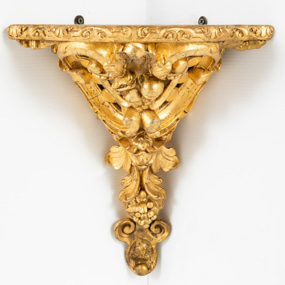 Giltwood Corner Shelf, C. 1850 (1 of 6)