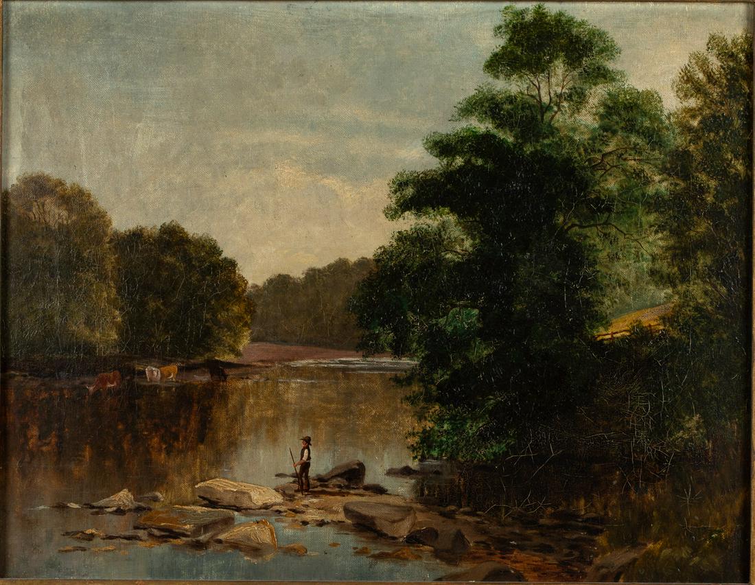 English School, Landscape with Cows, O/C, 19th C (1 of 11)
