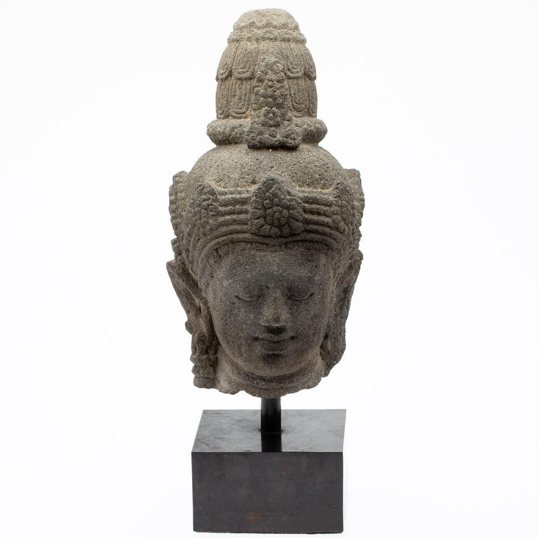South East Asian Carved Stone Head (1 of 9)